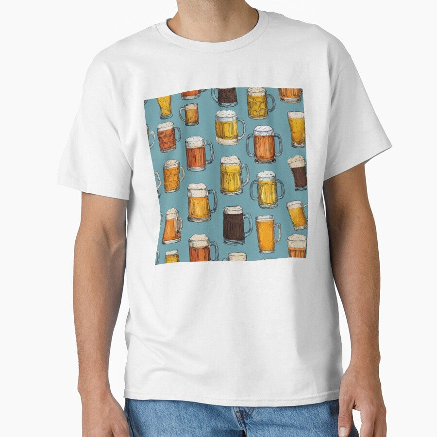 Hand Drawn Beer Mugs Pattern Craft Beer Lover by NicolasGlowArt