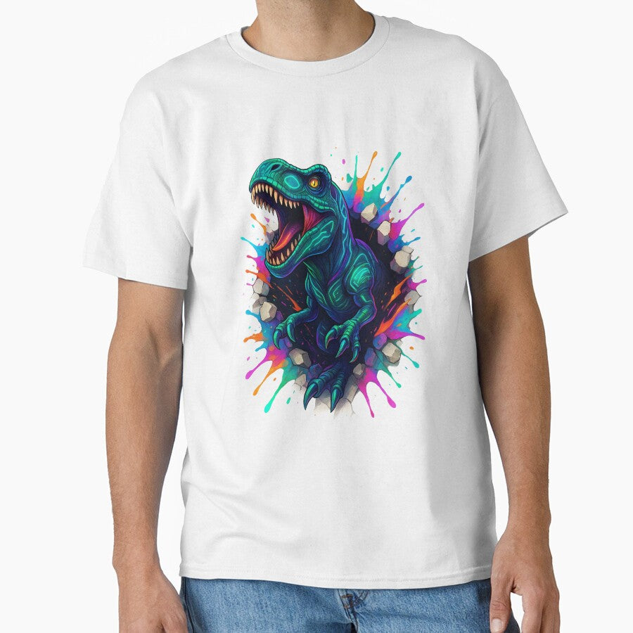 Futuristic Neon Dinosaur | Bioluminescent T-Rex Hybrid Illustration | Bold Cartoon Fantasy Art by 5CatDesign... (Image 1)