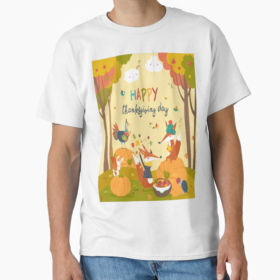 Happy Thanksgiving Day With Animal Friends by MclaughlinGifts T-Shirts, Hoodie, Sweatshirt | BlankRebels.com (Image 1)