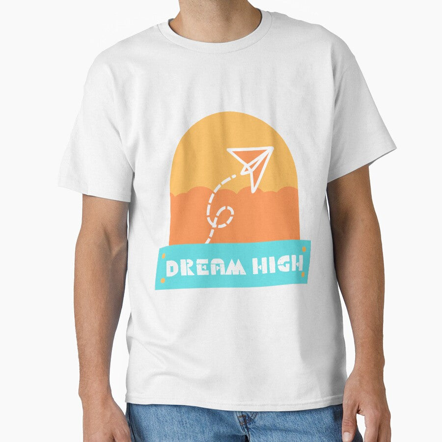 DREAM HIGH MINIMALIST PAPER AIRPLANE DESIGN by MiraiDesigns by miraidesigns T-Shirts, Hoodie, Sweatshirt (Image 1)