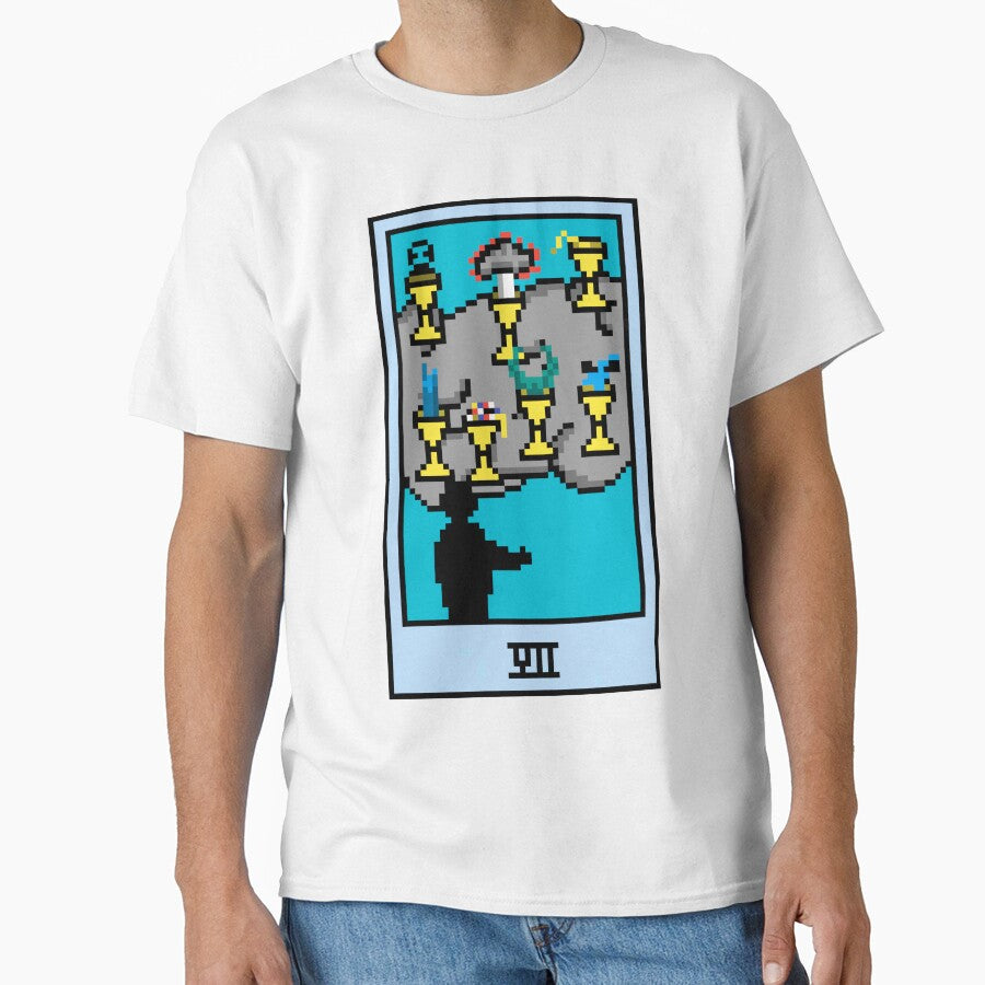 Copy Wait Is This Pixel Art Tarot? Yellow Minor Arcana 'Seven Cups' ( Stickers Other Accessories) T-Shirts, Hoodie, Sweatshirt