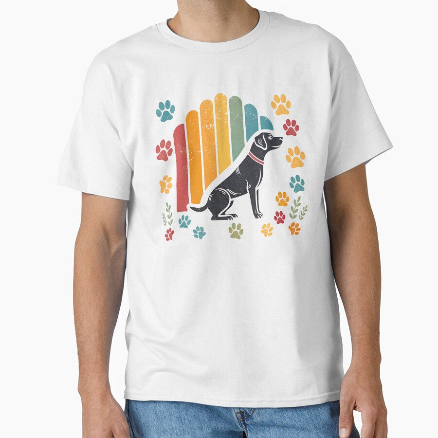 Vintage Dog Silhouette with Paw Prints – Retro Pet Lover Gift by fawzimorsy T-Shirts, Hoodie, Sweatshirt (Image 1)