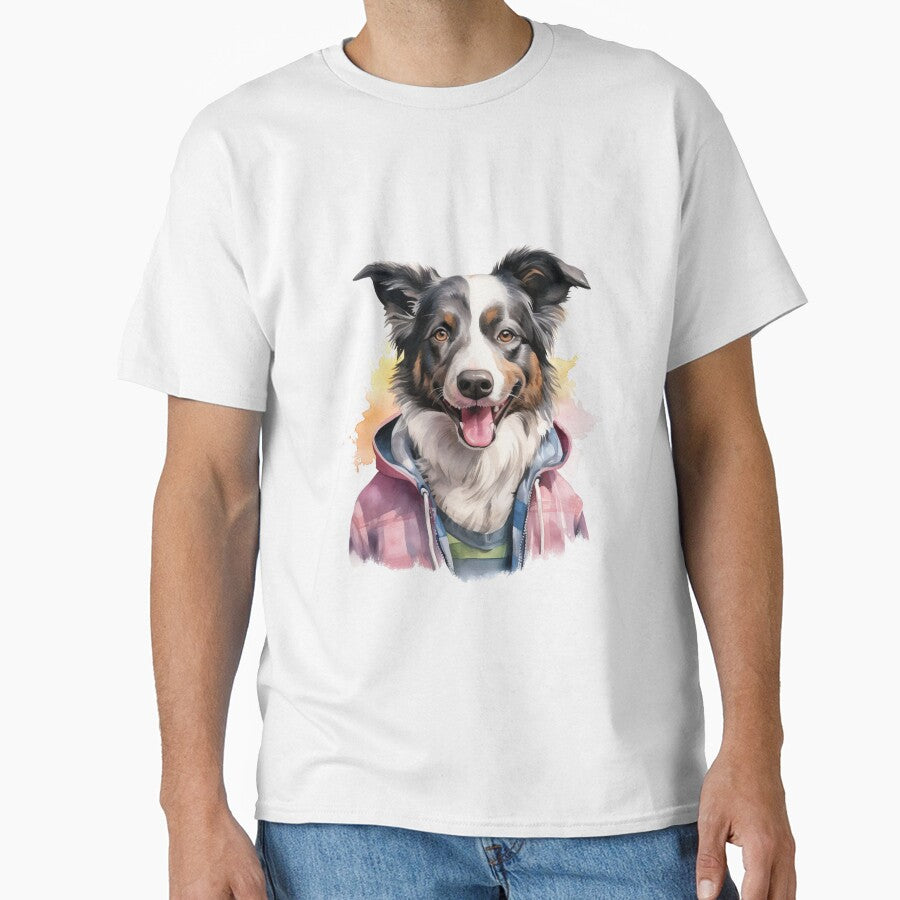 Border Collie In Hoodie Painting by NicolasGlowArt T-Shirts, Sweatshirt | BlankRebels.com (Image 1)