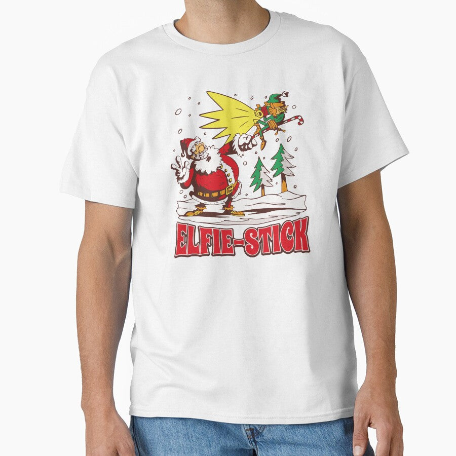Holiday design featuring Santa getting help Christmas elfie-stick by Palteeshop T-Shirts, Hoodie, Sweatshirt (Image 1)