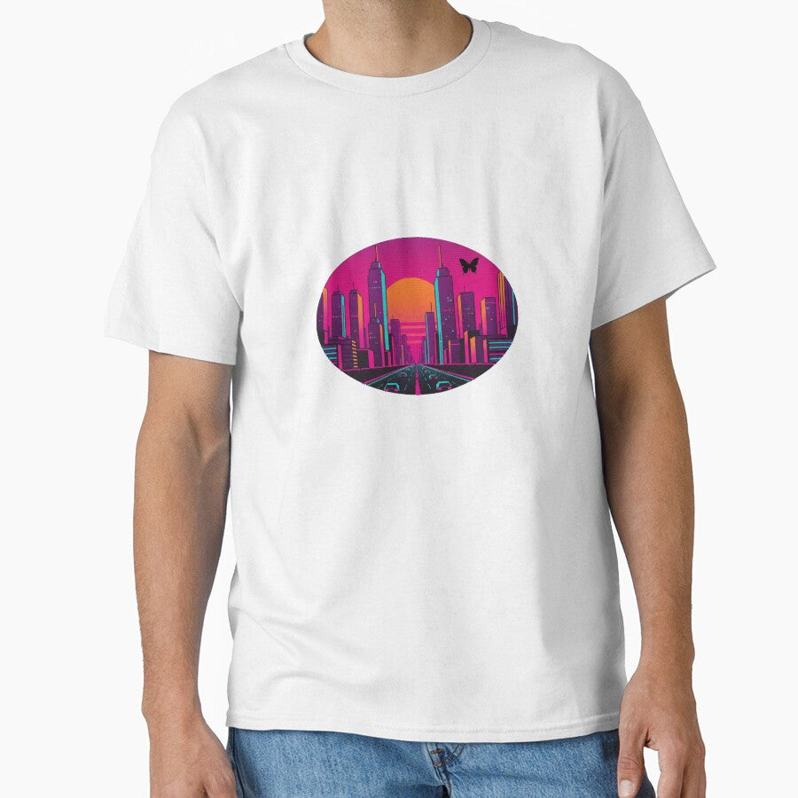 Pixel Sunset City Tee — Vaporwave Synthwave Neon Skyline by GasSecured Hoodie, Sweatshirt | BlankRebels.com (Image 1)