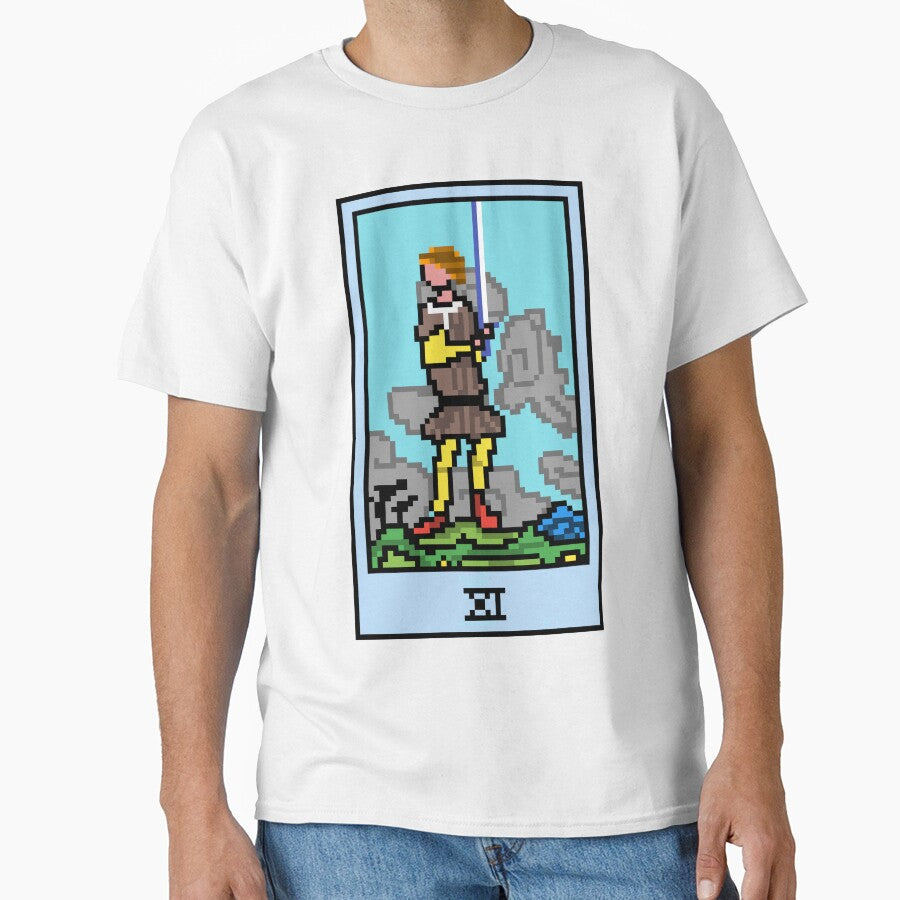 Wait, is this pixel art tarot? Yellow - Minor Arcana 'Page of Swords' (Design for T-shirt, stickers and other... (Image 1)