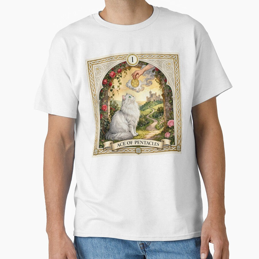 Ace of Pentacles Cat Tarot Vintage Art by PictorialWhimsy T-Shirts, Hoodie, Sweatshirt | BlankRebels.com (Image 1)