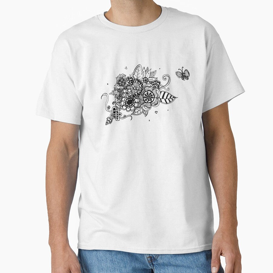 Flower garden - Black (Zentangle/ Doodle/ Mandala) by CreativityRoams T-Shirts, Hoodie, Sweatshirt (Image 1)