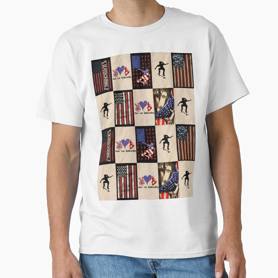Skateboarding American Flag Retro Art T-Shirts, Hoodie, Sweatshirt