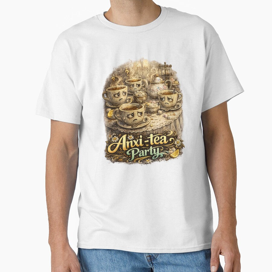 Anxi-tea Party – Social Anxiety Tea Pun Illustration by StrayaDesign T-Shirts, Hoodie, Sweatshirt | BlankRebels.com (Image 1)
