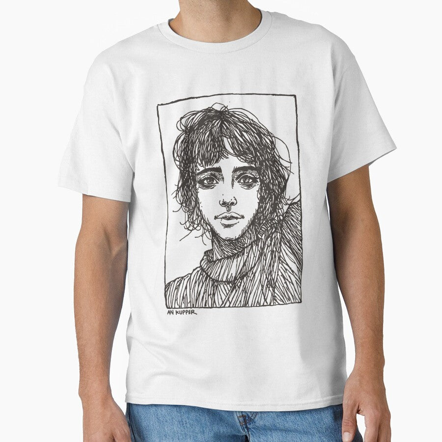 Dark Framed Portrait Sketch | Expressive Line Art Illustration by SoSpecialStore T-Shirts, Hoodie, Sweatshirt (Image 1)