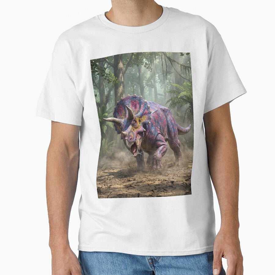 Colorful Dinosaur: Charging Triceratops by Tridentulus T-Shirts, Hoodie, Sweatshirt | BlankRebels.com (Image 1)