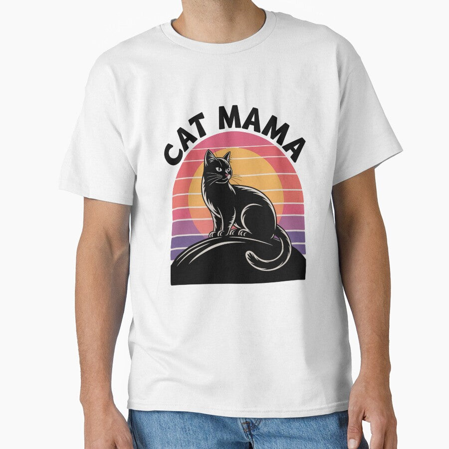Cat Mama Retro Sunset – Black Cat Aesthetic by EpicMediaShop T-Shirts, Hoodie, Sweatshirt | BlankRebels.com (Image 1)
