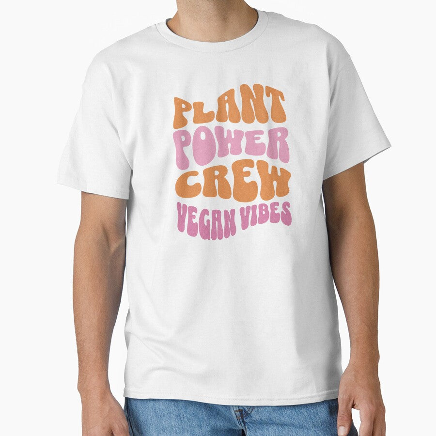 Plant Power Crew Vegan Shirt – Retro Vegan Vibes Plant-Based T-Shirt by gomofo1974 Hoodie, Sweatshirt (Image 1)