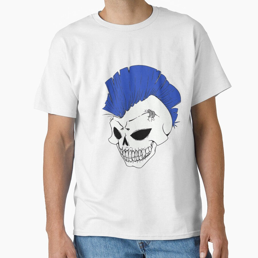 Blue Mohawk Punk Skull by SerpentSkyArts