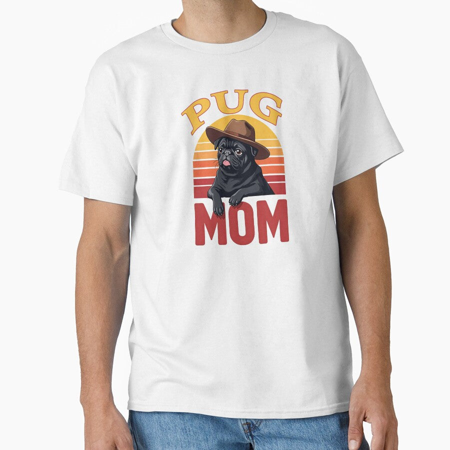 Pug Mom Cowboy Hat Retro Sunset Dog by TeeARTHY T-Shirts, Hoodie, Sweatshirt | BlankRebels.com (Image 1)