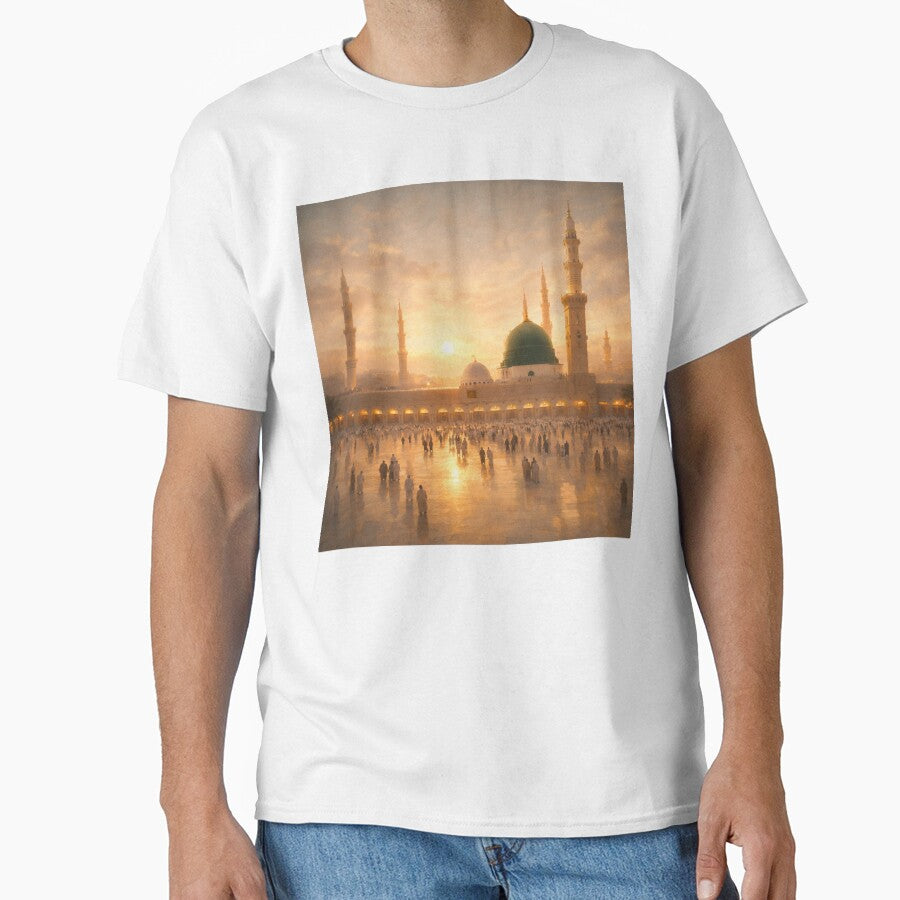 Prophet's Mosque Medina Sunset Art – Al Masjid An Nabawi Islamic Spiritual Illustration by Noor_Creations