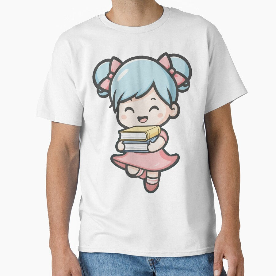Overstimulated Book Girlie Sticker – Cute Bookish Girl Aesthetic for Introvert Readers by kirarishop T-Shirts,... (Image 1)