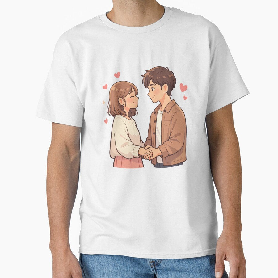 Cute Couple Holding Hands Sweatshirt Design, Romantic Heart Illustration Gift by tgmzshop T-Shirts, Hoodie (Image 1)