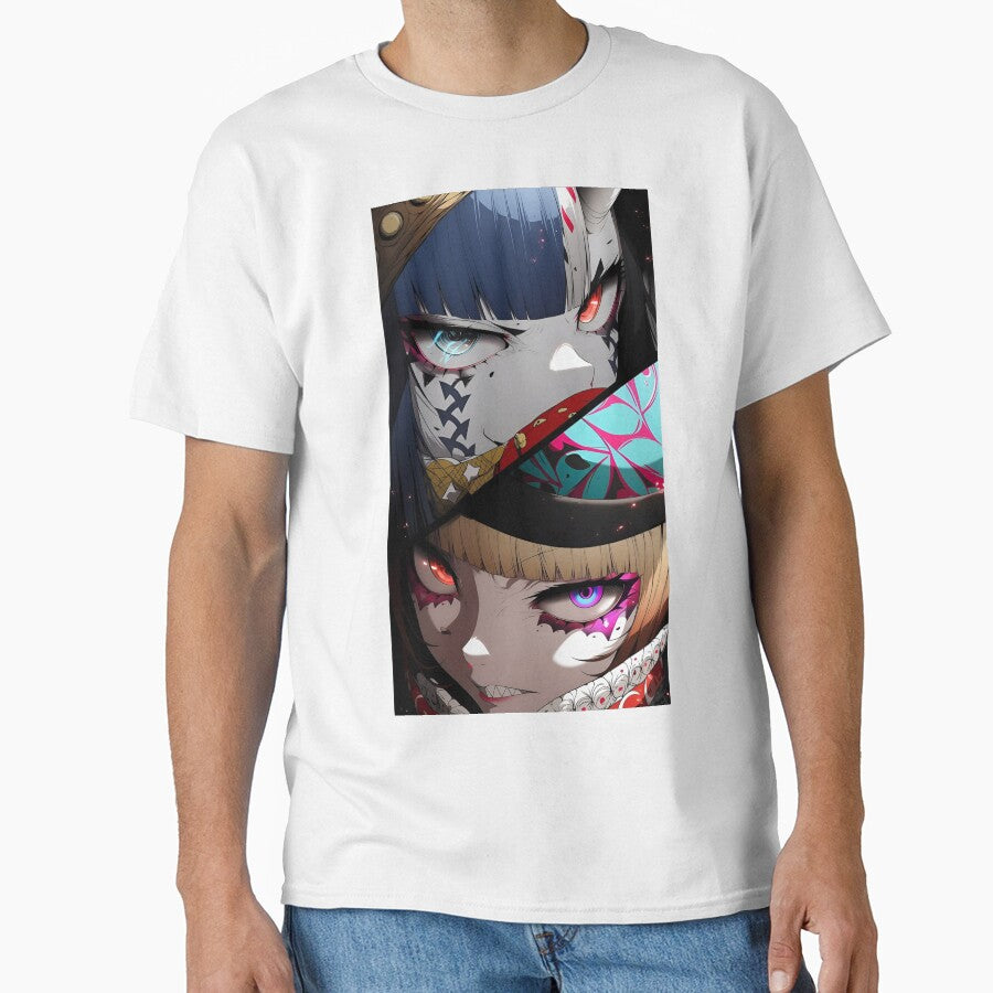 Dark Anime Duality Girl – Demon Yokai Cyberpunk Split Face, Glitch Horror Aesthetic Art by Dyan4