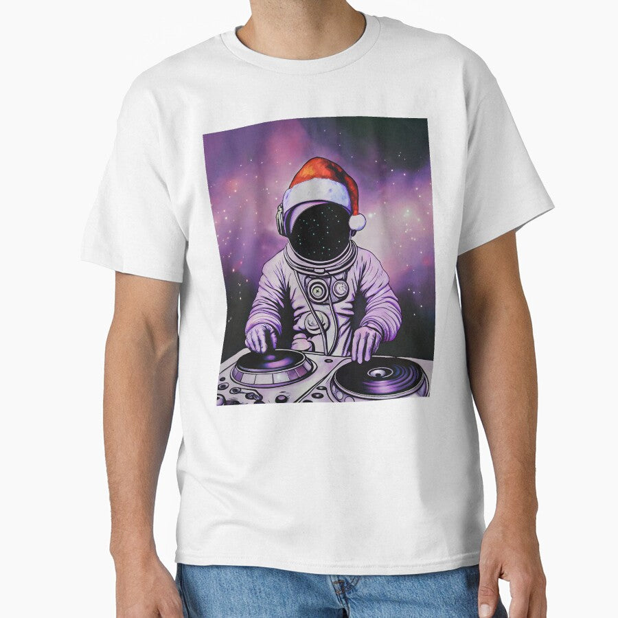 DJ wear Santa hat in open space by AhArtMe T-Shirts, Hoodie, Sweatshirt | BlankRebels.com (Image 1)