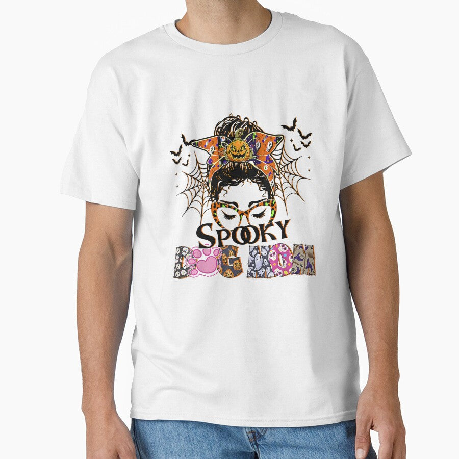 Halloween Costume Messy Bun Spooky Dog Mom Lovers Mother by Jonahjimenez T-Shirts, Hoodie, Sweatshirt (Image 1)