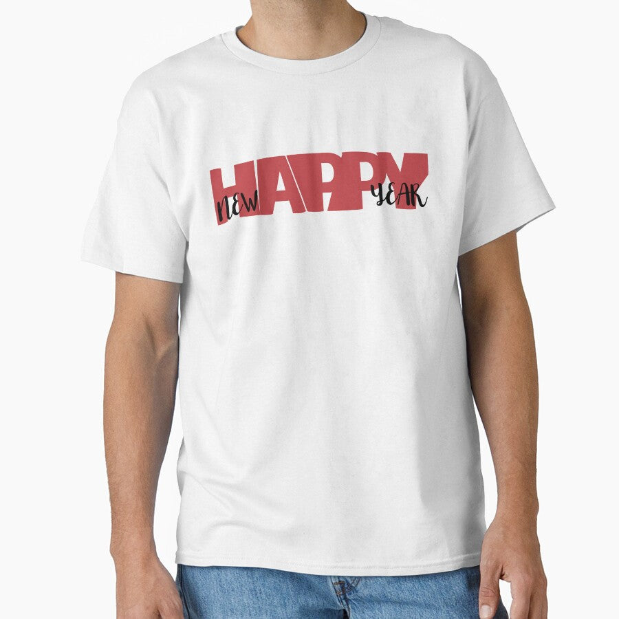HAPPY NEW YEAR CELEBRATION - RED SIMPLE TRENDY WORDING by Lu7u T-Shirts, Hoodie, Sweatshirt | BlankRebels.com (Image 1)