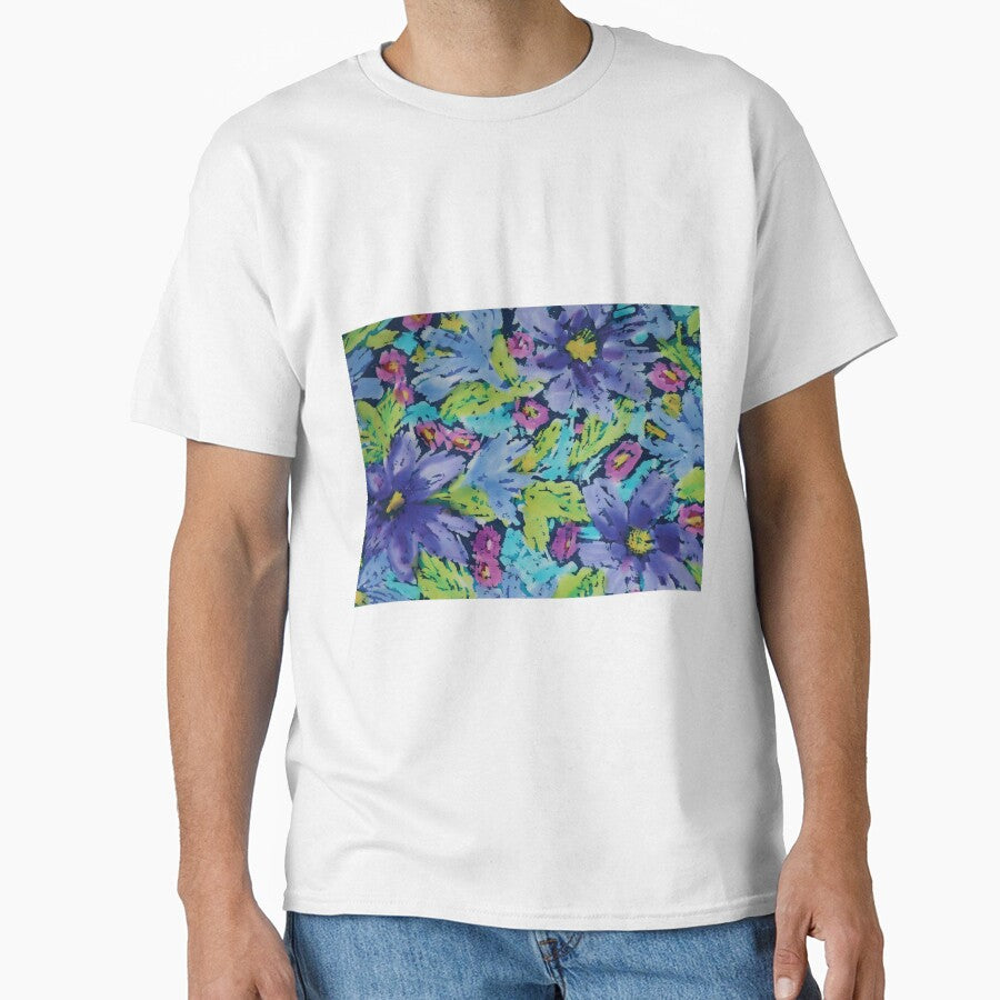 Brushy Abstract floral in Blue , Purple , Violet and Green by Leslie Rogers Todder T-Shirts, Hoodie, Sweatshirt (Image 1)
