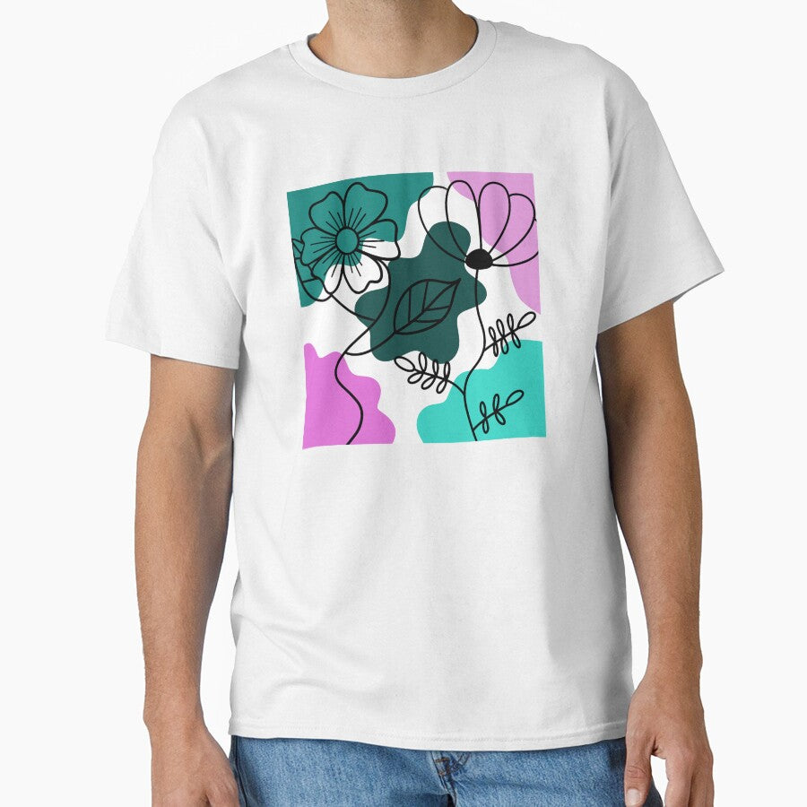 Turquoise And Pink Boho Flower Minimalism by Sartoris Art