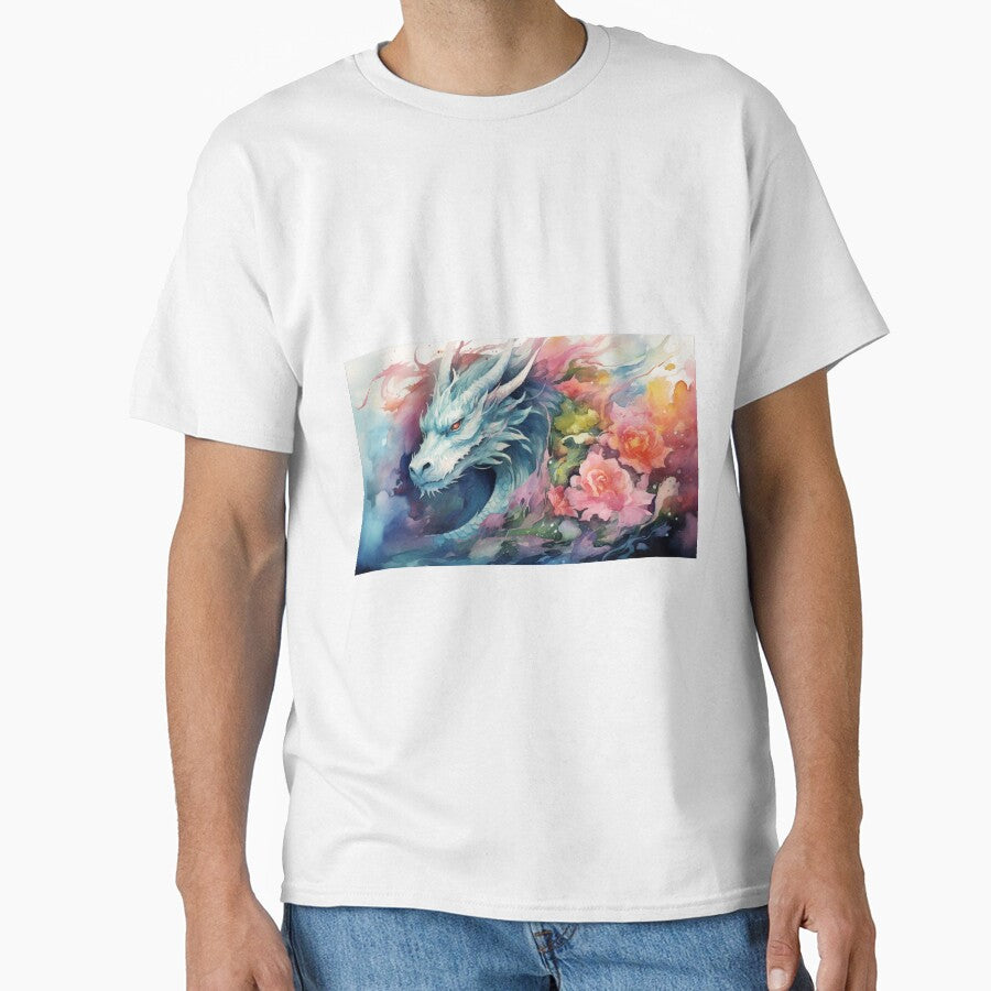 Dark Fantasy Watercolor - Dragon and Roses by Fantasy Masterpiece T-Shirts, Hoodie, Sweatshirt | BlankRebels.com (Image 1)