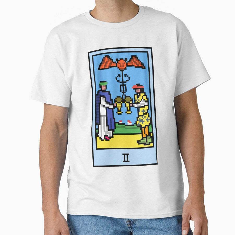 Wait, is this pixel art tarot? Yellow - Minor Arcana 'Two of Cups' (Design for T-shirt, stickers and other... (Image 1)
