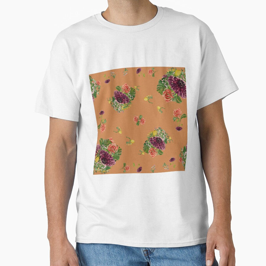 Dahlia Palm Flower Pattern Watercolor Orange Yana Mustafina Boho Soulful T-Shirts, Hoodie, Sweatshirt