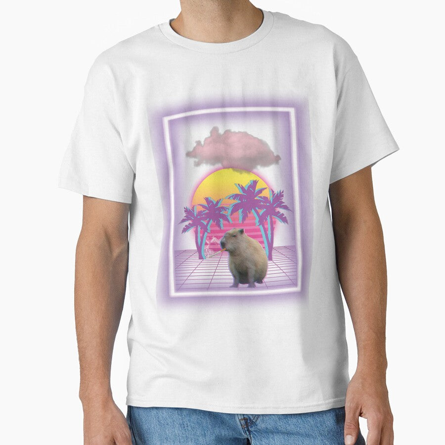 Vaporwave Capybara by VolcanicRex717 T-Shirts, Hoodie, Sweatshirt | BlankRebels.com (Image 1)