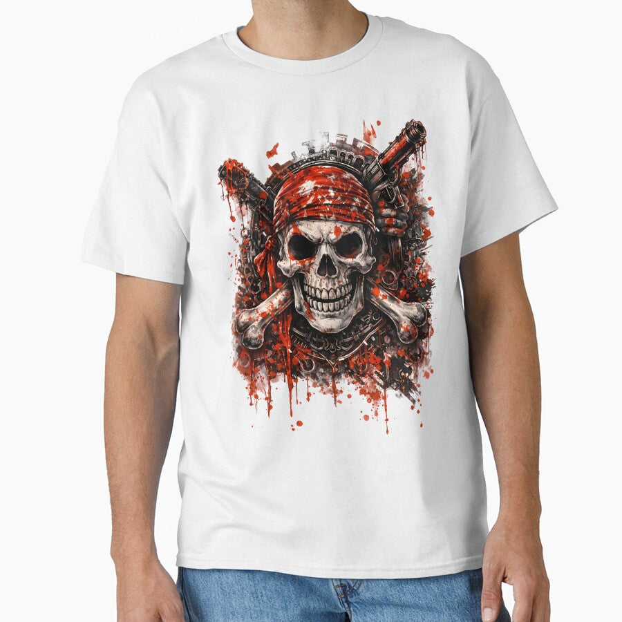 Bloody Pirate Skull – Dark Skull Art Rebel Illustration by Emilysalae T-Shirts, Hoodie, Sweatshirt (Image 1)