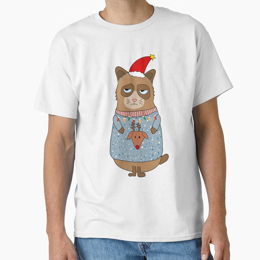 Angry cat, Bitter cat, Cat with Christmas sweater, Cat at Christmas by mysummerland T-Shirts, Hoodie, Sweatshirt (Image 1)