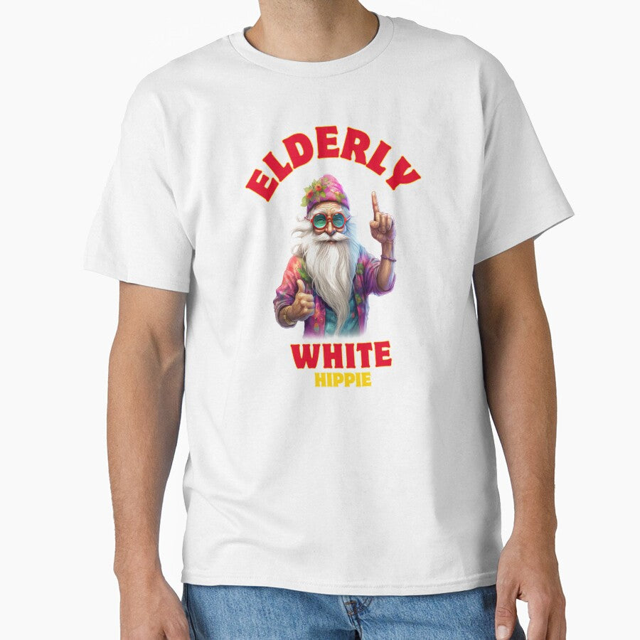 Elderly White Hippie Funny Retro Groovy Vintage Design Gift by Maniutek T-Shirts, Hoodie, Sweatshirt (Image 1)