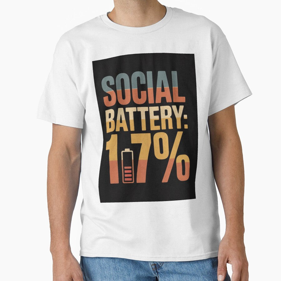 Social Battery T-Shirt – Funny Introvert Quote for Daily Mood by KCllection Hoodie, Sweatshirt | BlankRebels.com (Image 1)
