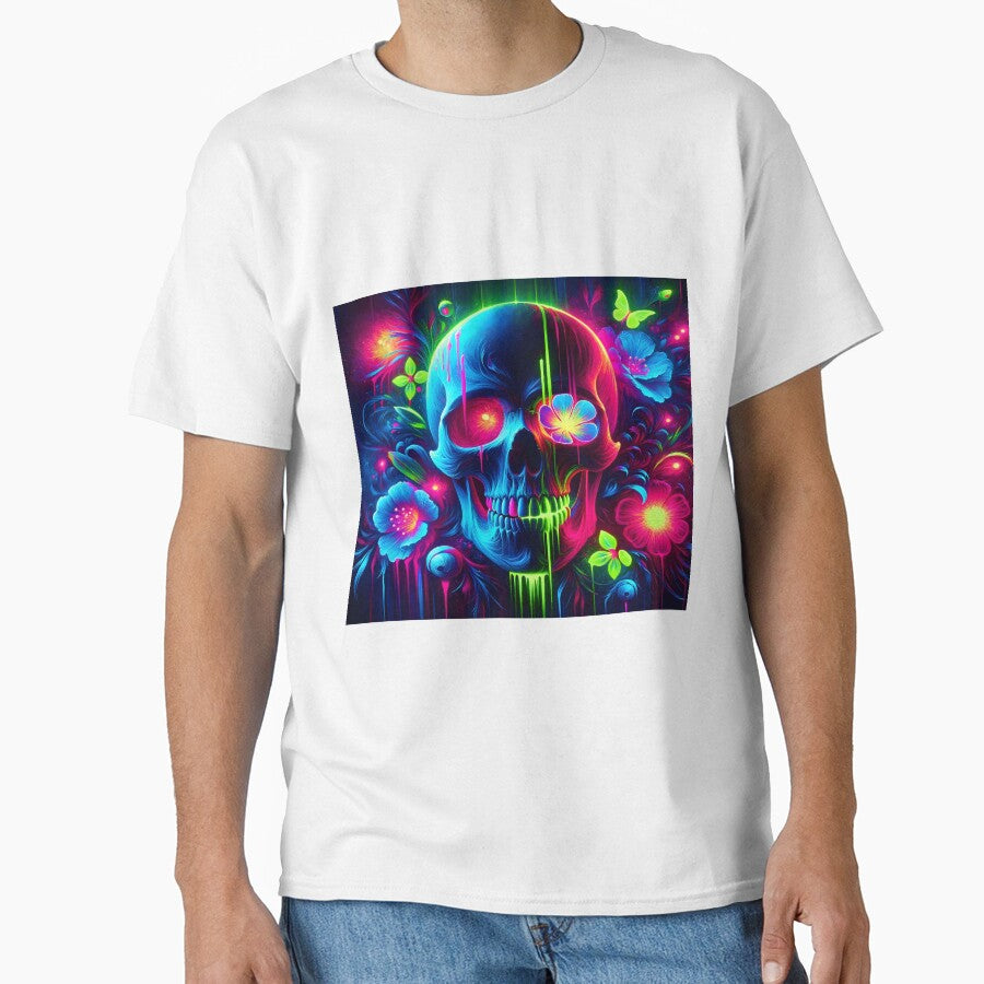 blacklight skull neon gothic flowers by Truck Stop One T-Shirts, Hoodie, Sweatshirt | BlankRebels.com (Image 1)