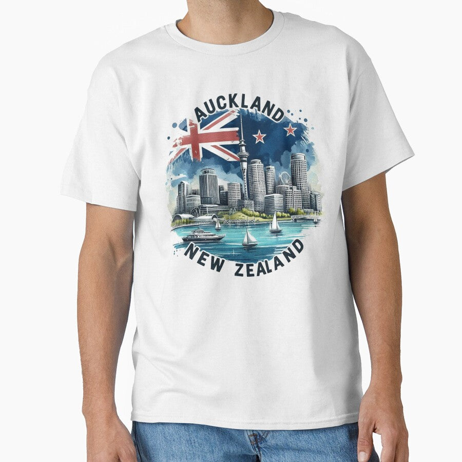 Auckland New Zealand Travel Art by clarkfraser T-Shirts, Hoodie, Sweatshirt | BlankRebels.com (Image 1)