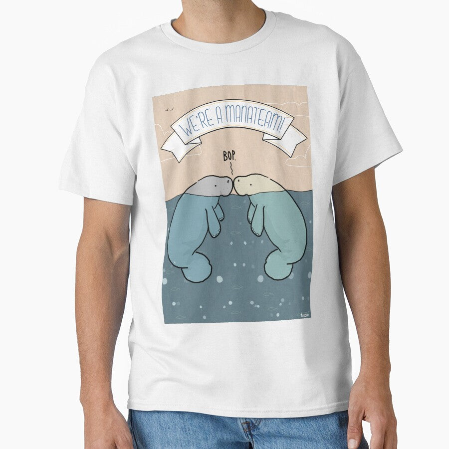 We're a manateam! manatee love and friendship illustration by tostoini T-Shirts, Hoodie, Sweatshirt (Image 1)