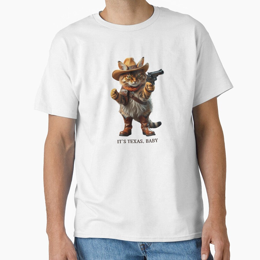 angry tabby cat with cowboy boots and hat and a gun by GinnyGi T-Shirts, Hoodie, Sweatshirt | BlankRebels.com (Image 1)