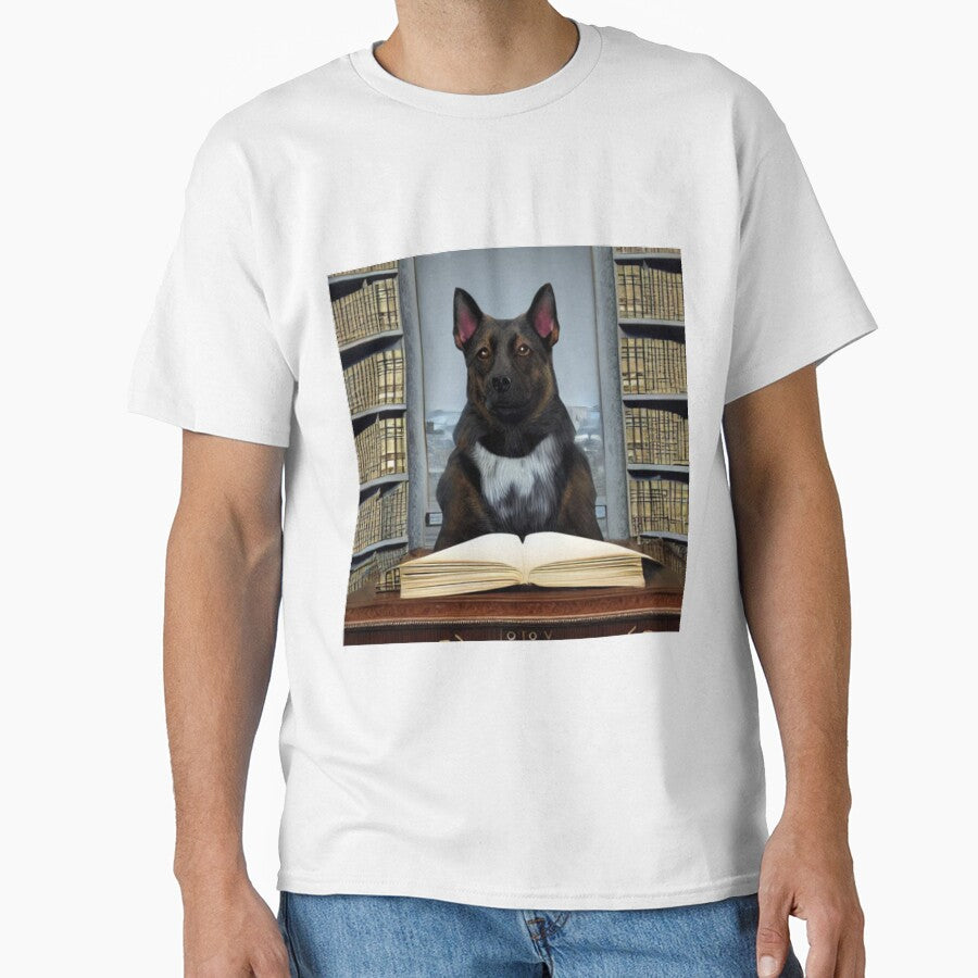 DOG READING THE BOOK INSIDE THE LIBRARY by Megh Trivedi T-Shirts, Hoodie, Sweatshirt | BlankRebels.com (Image 1)
