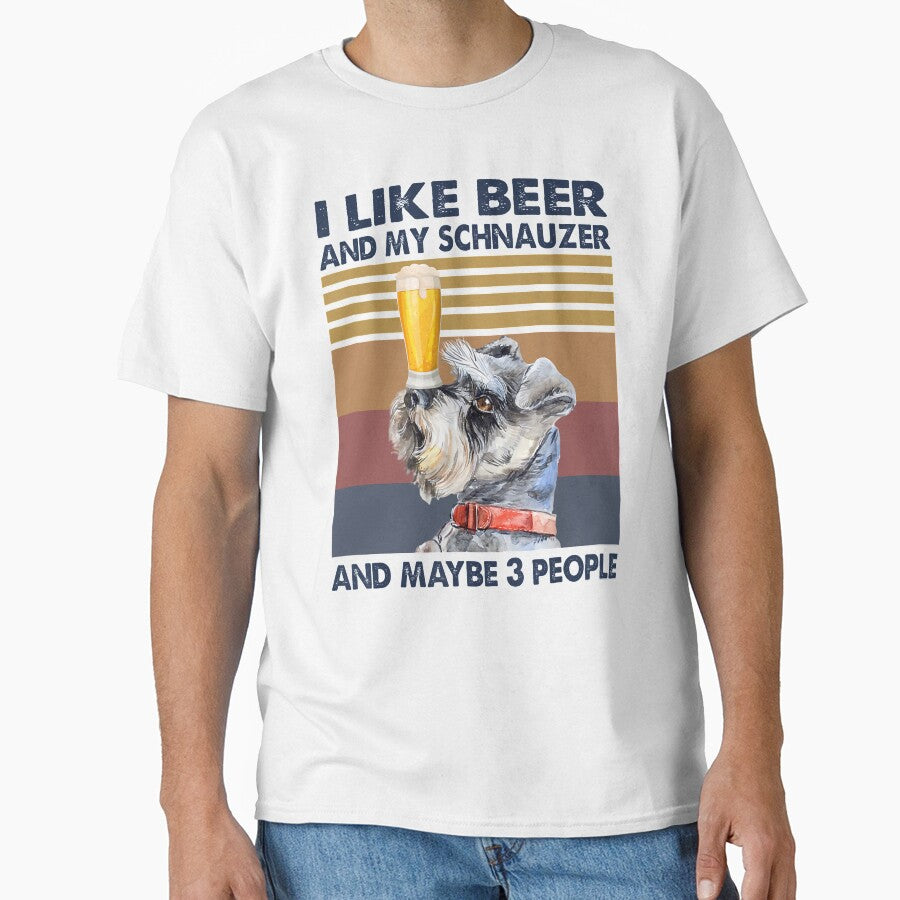 I Like Beer and My Schnauzer Dog Funny Vintage Drinking Gift by ThomasTrump T-Shirts, Hoodie, Sweatshirt (Image 1)