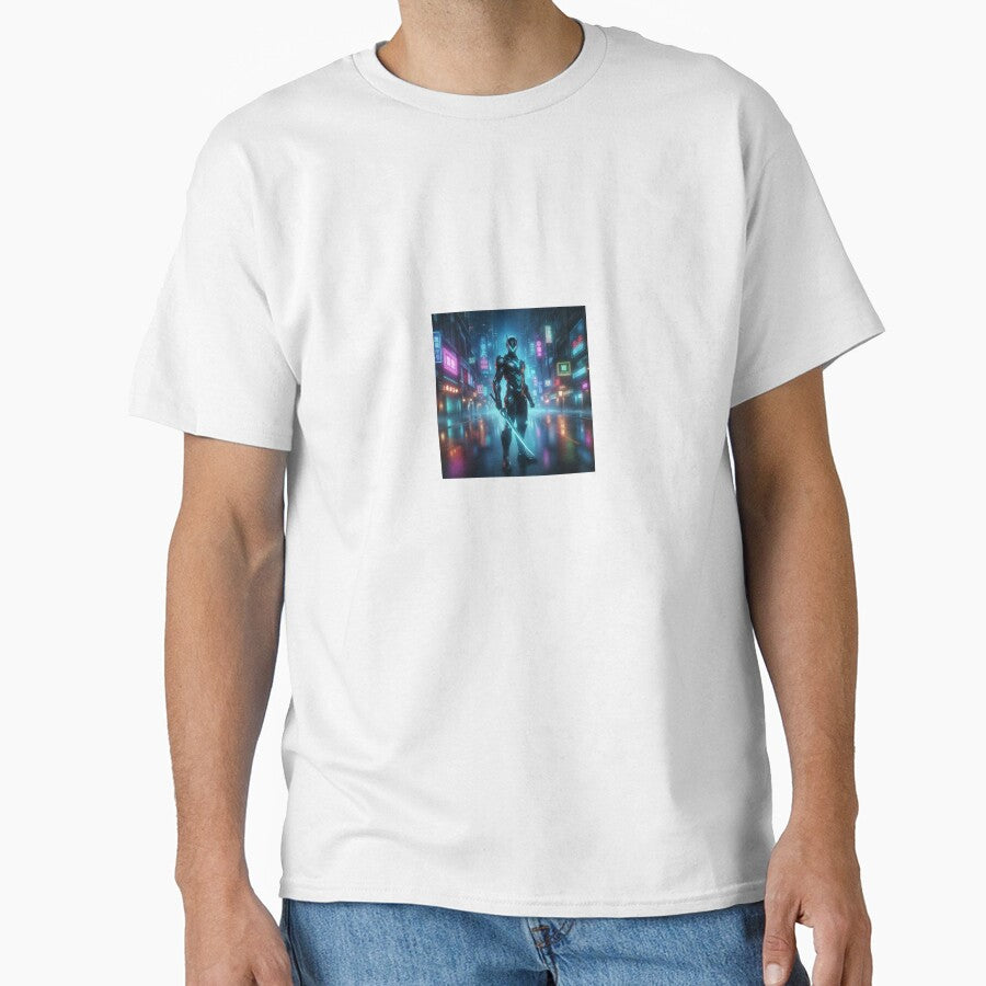 Cyberpunk Neon Warrior – Futuristic Samurai in Tech City by ZolaDesings T-Shirts, Hoodie, Sweatshirt (Image 1)
