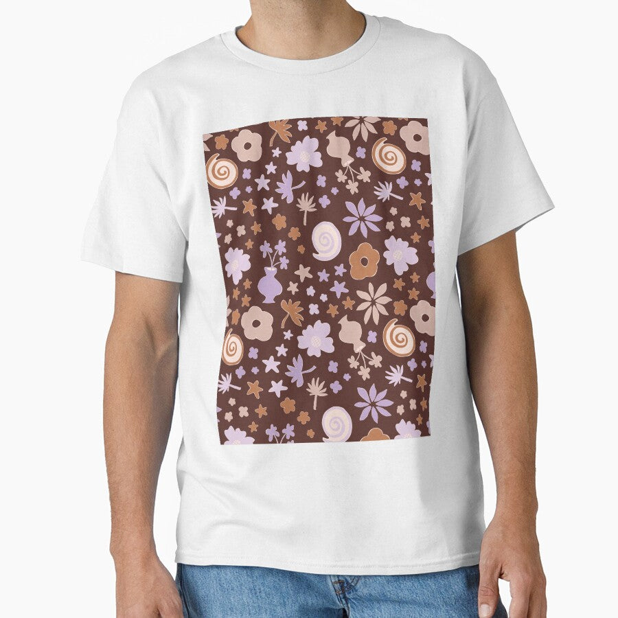 Boho Pastel Lilac Purple Beige Brown Flower Pattern Girls Room by blomastudios T-Shirts, Hoodie, Sweatshirt (Image 1)