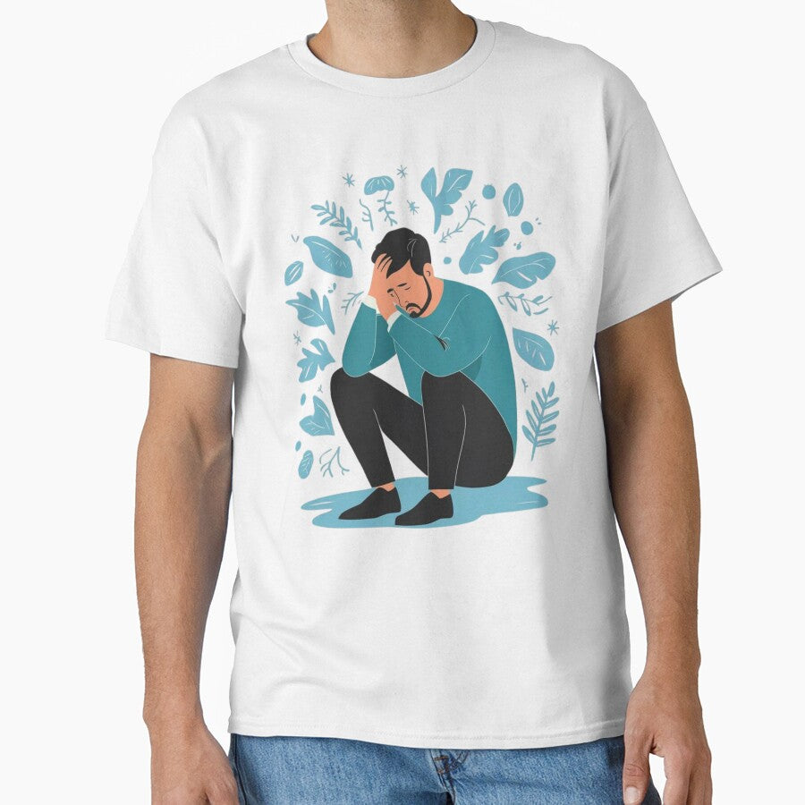 Sad Men Sitting Overthinking by ForgetMee T-Shirts, Hoodie, Sweatshirt | BlankRebels.com (Image 1)