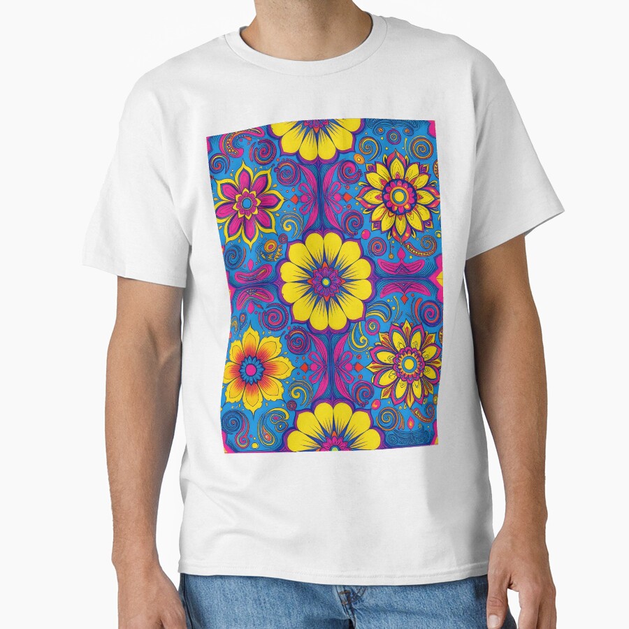 Flower Power Colourful Floral Pattern Pinterest Aesthetic Purple by druidwolfart T-Shirts, Hoodie, Sweatshirt (Image 1)