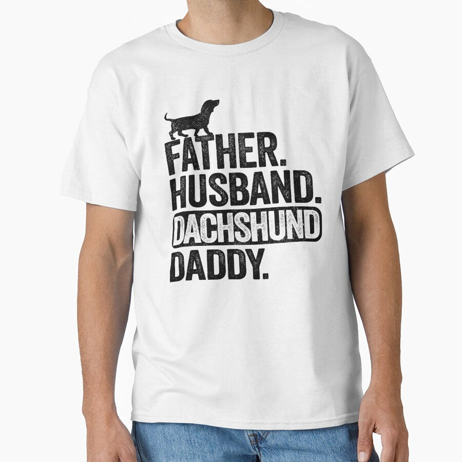Father Husband Dachshund Daddy Funny Dachshund by Stronzi T-Shirts, Hoodie, Sweatshirt | BlankRebels.com (Image 1)