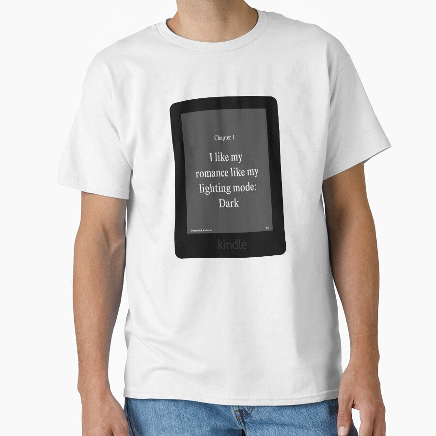"I like my romance like my lighting mode: DARK" Kindle Ereader Sticker by BecomingBookish T-Shirts, Hoodie,... (Image 1)