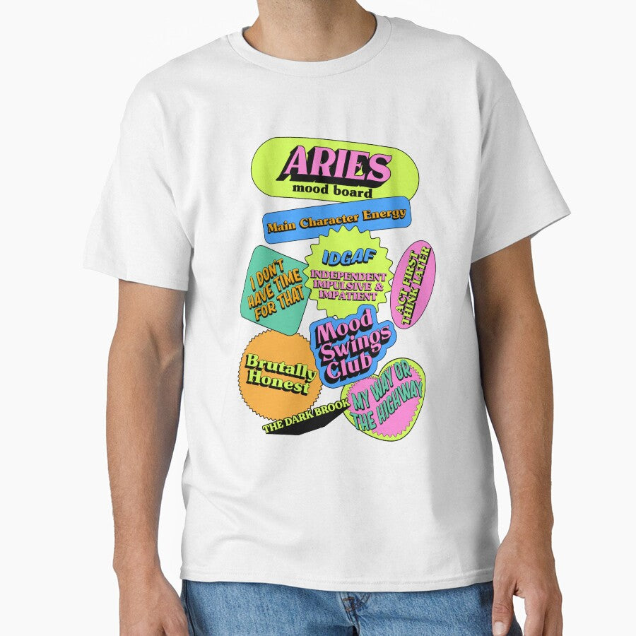 Retro Aries Zodiac Sign Stickers - Astrology Personality Mood Board Aesthetic by thedarkbrook T-Shirts, Hoodie,... (Image 1)